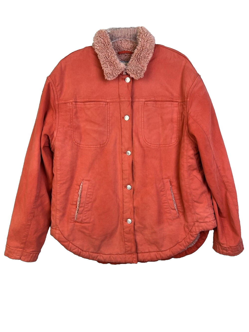 Anthropologie Pilcro Orange Sherpa Lined Jacket Shacket Women's Medium Warm